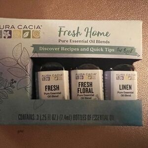 Aura Cacia Fresh Home Pure Essential Oil Blends Trio::Floral Linen Citrus:: NIB